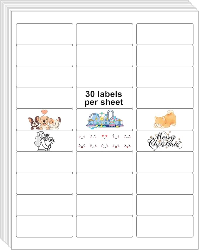 InpourPack 1" x 2-5/8" Shipping Return Address Labels for Laser Inkjet Printer, 30 UP Labels for Amazon FBA, White Blank Mailing Stickers (50 Sheet / 1500 pcs)
