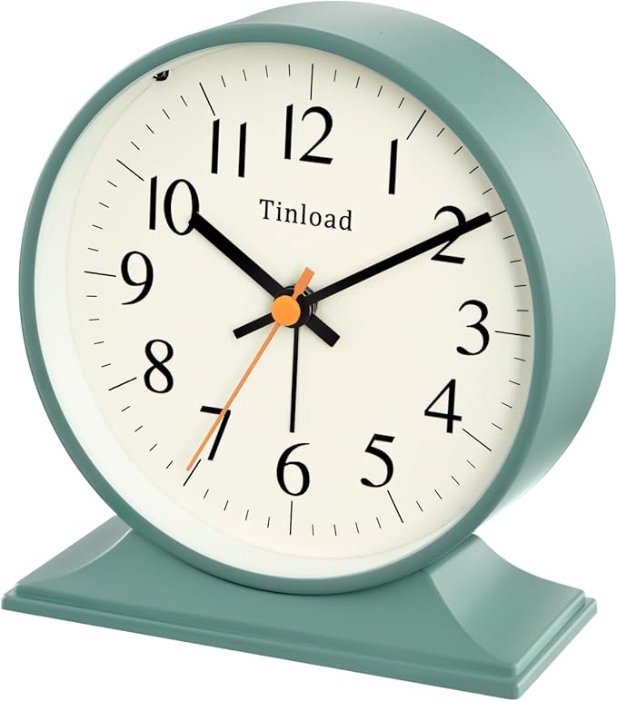 4.5"Retro Analog Alarm Clock,Vintage decor , Super Silent Non Ticking Small Clock with Manual Light, Snooze, Battery Operated, for Bedroom, Living Room, Office,Nightstand, Bedside, Desk ,Table(Green)