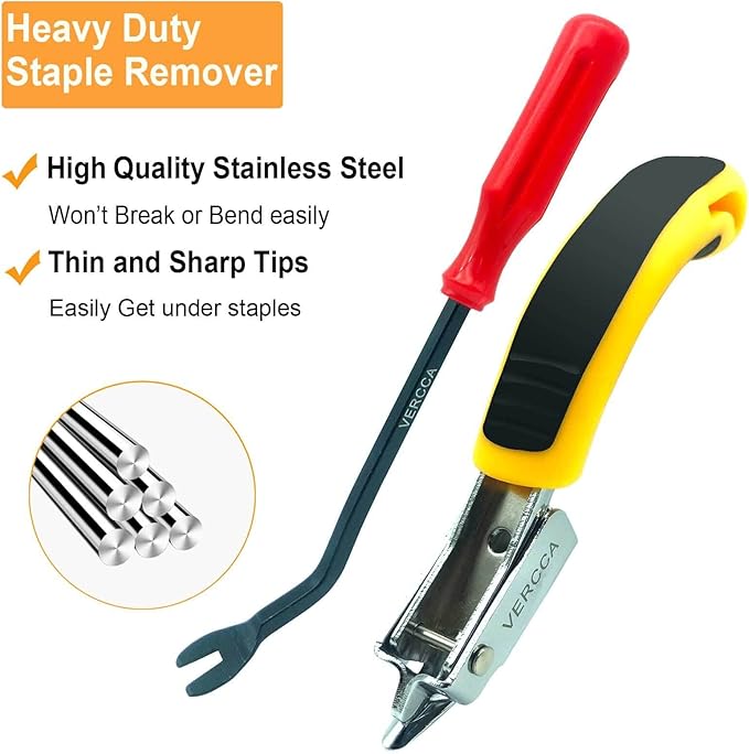 VERCCA Upholstery Staple Remover, Staple Puller, Upholstery Tools Tack Lifter, Nail Puller Carpet Staple Remover Tool for Furniture Floor Carton Photo Frame Office 2pcs
