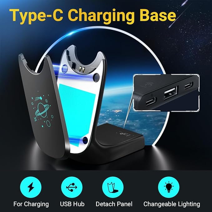 Blucalm Business V5.4 Wireless Headset with Charging Base, Computer Headset with Mic & 2.4 G USB Dongle for PC/Phone Work, Wireless Headphones with Noise-Cancelling Mic for Office, WFH, Teams, Zoom