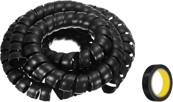 MECCANIXITY Spiral Cable Wrap 9.8ft/3.0M 40mm Cable Management Sleeve PP Insulation Cord Organizer for Computer Wire Power Cable Gas Pipe Black with Tape