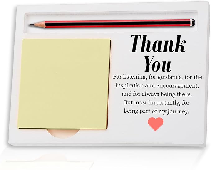 Thank You Sticky Note Holder, Thank You Appreciation Gift for Her Friends Colleagues Mentor Work Friend Teacher Wood Self-Stick Note Pad Holders ZBA7