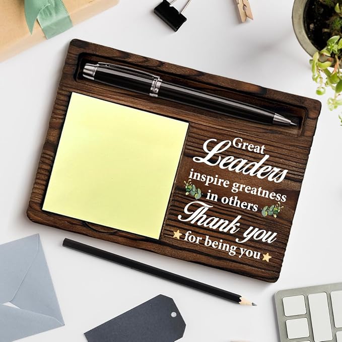 Leader Appreciation Gifts for Women Men, Thank You Gifts for Leaders Boss Mentor Supervisor Boss's Day Retirement Farewell Promotion Birthday, Best Leader Sticky Note Holder for Office Decor