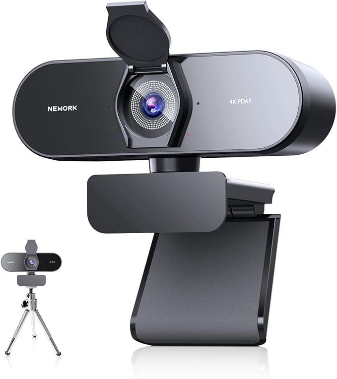 NEWORK 4K Webcam with Sony Sensor, PDAF Autofocus, 1080P@60FPS, 2 Noise Reduction Mics, Auto Light Correction, USB Plug&Play, Privacy Cover, 79°FOV, Streaming Camera for PC, Mac, Laptop, Video Calls