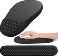 Ergonomic Mouse Pad and Keyboard Wrist Rest with Massage Design, Space-Saving Mouse Pad Wrist Support, Memory Foam Wrist Rest with Non-Slip PU Base for Computer Desk, Black