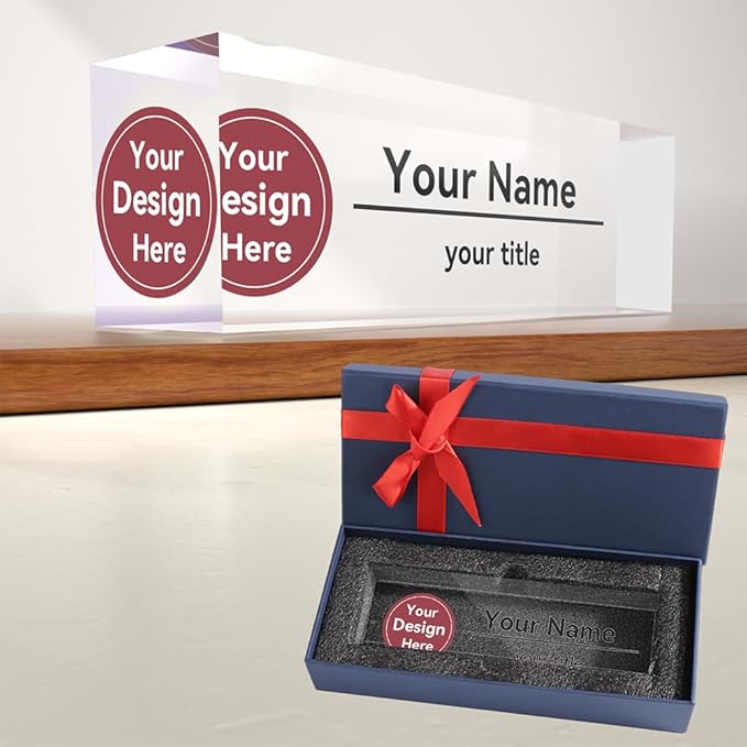 Desk Name Plate Personalized, Custom Name Plates for Desks, Office Desk Decor, Make Your Own Nameplate with Logo, Name Plates for Desks, Personalized Office Gift for Coworkers (Logo) 731