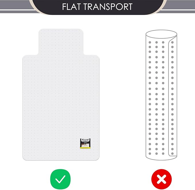 Kuyal Office Chair Mat for Carpet, 2Pack 32x55 Clear Heavy Duty Computer Chair Mat with Lip, Under Desk Protector Carpeted Floors Mat, Easy Chair Movement,Ship Flat