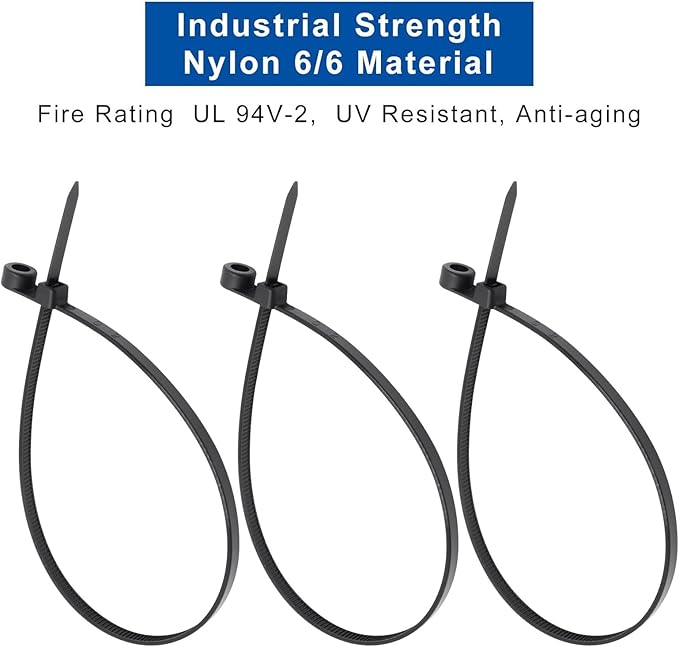 Zip Ties with Screw Hole, 100 Pcs Mountable head Cable Tie Multipurpose Heavy Duty Nylon Zip Tie for Indoor and Outdoor (12inch, 50lbs)