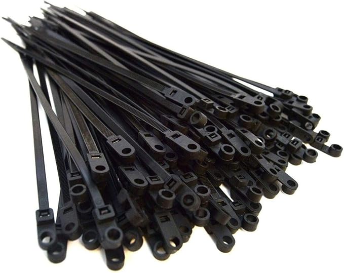 BEST CONNECTIONS Black Cable Zip Ties 11 Inch with Screw Down Hole for Mounting- Strong Nylon Wire Ties with 50 Lbs Tensile Strength – Cable Management Ties for Outdoor & Indoor (200 Count, 11 Inches)