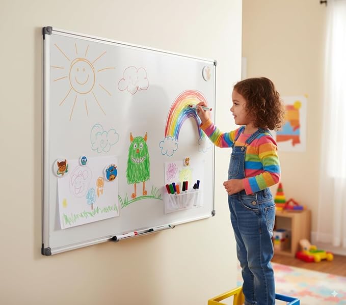 48 x 36 Inches Magnetic Whiteboard for Home Office Collaboration, Classroom Teaching - 4 x 3 ft Anti-Ghosting Dry Erase Board with Aluminum Frame for Brainstorming and Agile Management