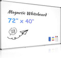 Magnetic Dry Erase Whiteboard - 40 x 72 Inch White Board - Large Wall-Mounted Board with Silver Aluminum Frame, 1 Magnetic Eraser, 2 Pens, Detachable Marker Tray, 6 Magnets