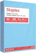 Staples Pastel Recycled Color Copy Paper - 8.5x11, Blue, 20 lbs, 500 Sheets, Acid-Free, Environmentally Friendly