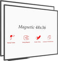 JILoffice Magnetic Whiteboard/White Board, Dry Erase Board 48 x 36 Inch, 2 Pack, Black Aluminum Frame Wall Mounted Board for Office Home and School