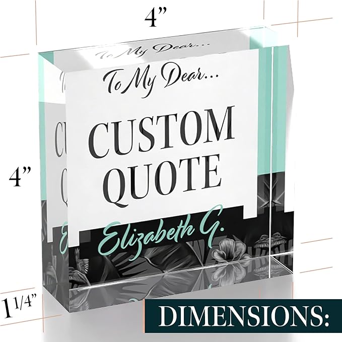 Custom Acrylic Sign Personalized, Custom Desk Name Plate, 18 Styles, (4"x4"), With Gift Box, USA Made by Acryluxe. (Holman)