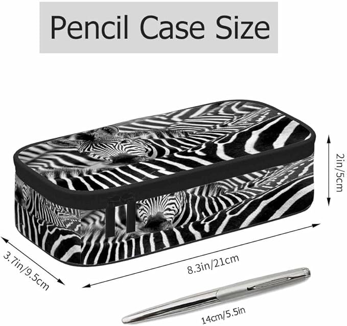 Zebra Pencil Bag Black And White Striped Animal Big Capacity Pencil Case Pencil Pouch Pen Bag School Students Boy Girl