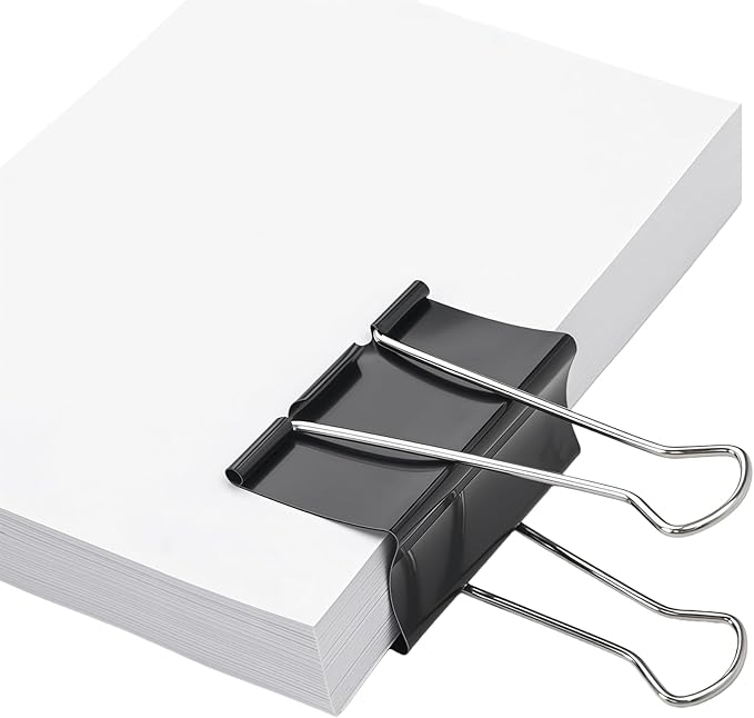 CllyCnny Jumbo Binder Clips - 3 Inch Extra Large Binder Clip 6 Pack Big Metal Paper Clamps Black for Office Supplies