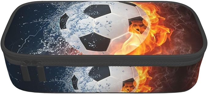Soccer Ball Cool Sport Pencil Case Big Capacity Storage Pencil Pouch Stationery Bags With Zipper Portable Pen Holder Box Organizer For Boys Girls Teens Student College School Office Supplies