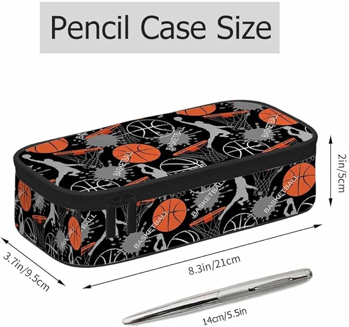Basketball Game Pencil Case Sports Energetic Athletes Pencil Bag Pen Markers Pouch Holder Organizer for Office Clerks