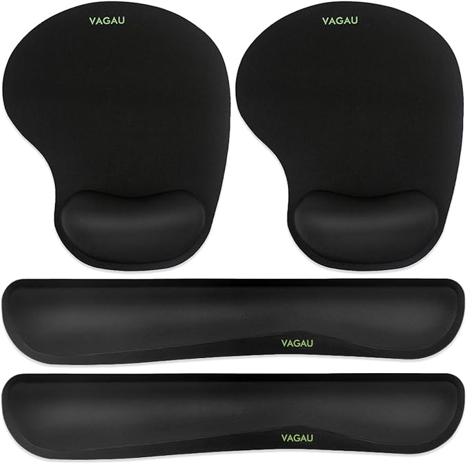 VAGAU Premium Keyboard Wrist Rest and Mouse Pad Wrist Support, Ergonomic Memory Foam Set for Office, Laptop, Mac, Computer and Gaming, Comfortable Typing &Wrist Pain Relief (2 Pack)