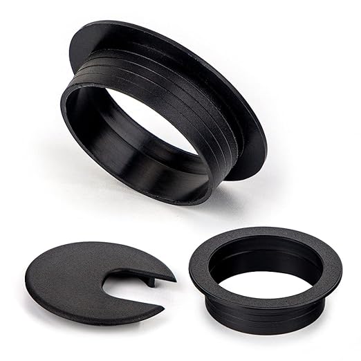 20 Pack 2 Inch/50mm Round Plastic Desk Grommets, Black Wire Organizer Caps, PC Computer Port Cable Hole Cover Plug Bushings, Perfect for Office Desk, TV Stands, Tabletops