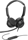 Yealink UH42 USB-A Headset with Noise Cancelling Mic, Wired Headphones for PC Computer Laptop, Compatible with Zoom Teams, Comfort Ear Cushions, Stereo Sound, in line Controls