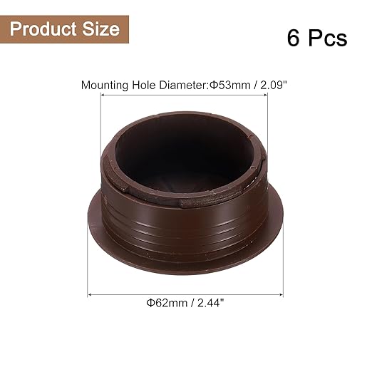 uxcell 6 Pcs Desk Grommet, 2.09 inch 53mm Desk Cable Hole Cover Wire Hole Insert for Home Office Table Cabinet Cord Organizer, Coffee