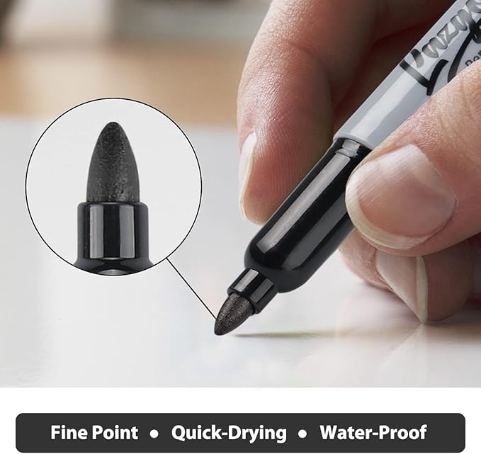 LAZGOL Permanent Markers Bulk, 240 Pack Fine Tip Black Permanent Markers, Waterproof Markers, Premium Smear Proof Pens, Quick Drying, Office Supplies for School, Office, Home