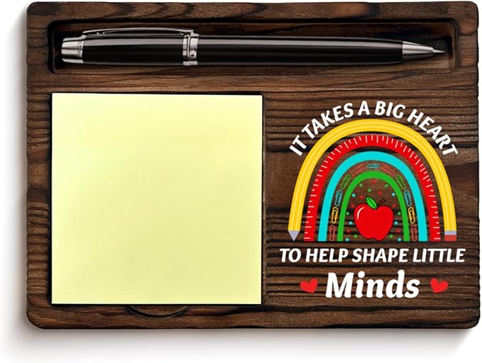 Thank You Teacher Gifts for Women Men, Teacher Appreciation Gifts for Birthday Retirement, It Takes a Big Heart to Shape Little Minds Sticky Note Holder Home Office Decor Keepsake