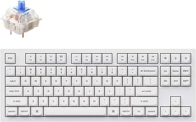 Keychron Q3 Wired Custom Mechanical Keyboard, 80% TKL Layout QMK/VIA Programmable with Hot-swappable Gateron G Pro Blue Switch Double Gasket Compatible with Mac Windows Linux (White)