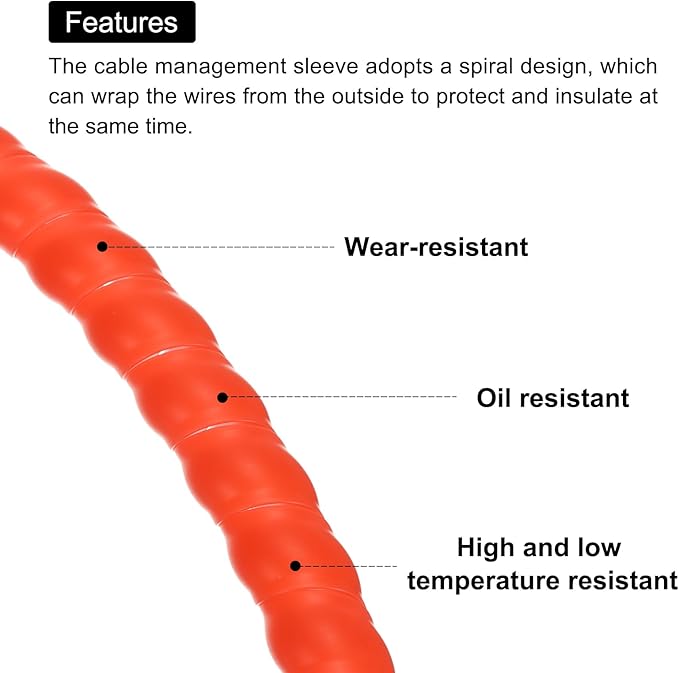 MECCANIXITY Spiral Cable Wrap 9.8ft/3.0M 12mm Cable Management Sleeve PP Insulation Cord Organizer for Computer Wire Power Cable Gas Pipe Red with Tape