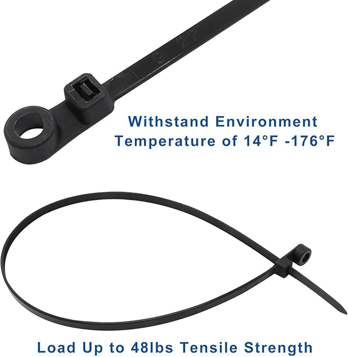 Zip Ties with Screw Hole, 100 Pcs Mountable head Cable Tie Multipurpose Heavy Duty Nylon Zip Tie for Indoor and Outdoor (15.7 inch, 50lbs)