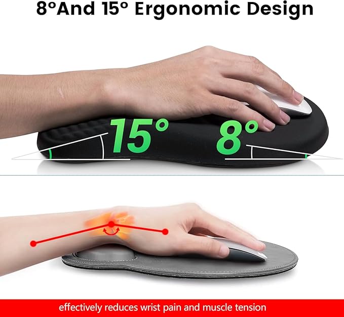 Keyboard Wrist Rest -Ergonomic Ergonomic Mouse Pad and Keyboard Wrist Rest- with Carpal Tunnel Pain Relief Massage Bumps and Full Memory Gel Design - Ideal Frequent Computer (Rainbow Color)