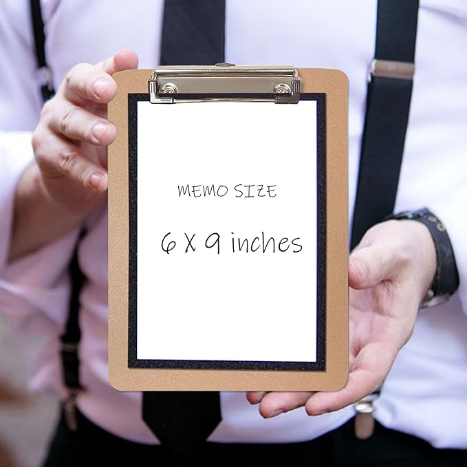 Uzant Mini Clipboards, 32 Pack 6" x 9" Small Clipboards Bulk, Wooden Memo Mini Clip Boards with Low Profile Clip, Hanging Loop for Office Home Classroom Supplies