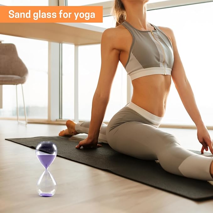 SWISSELITE Hourglass Sand Timers, Hourglass Sand Clock Inspired Glass for Home, Desk, Office Decor (6.5Inch-15Mins Violet)