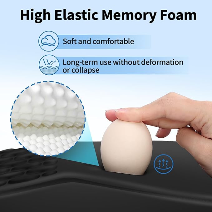 YIWEI Ergonomic Mouse Pad with Wrist Support - Gel Memory Foam Mouse Mat for Computer Keyboard & Laptop - Non-Slip Base, Pain Relief for Home Office & Gaming - Black