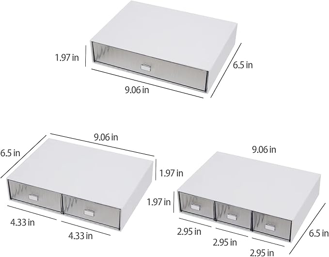 Desk Drawer Organizer, Stackable Plastic Storage Drawer, Grocery Organizer For Stationery/Office Supplies (White, 1 Compartment)