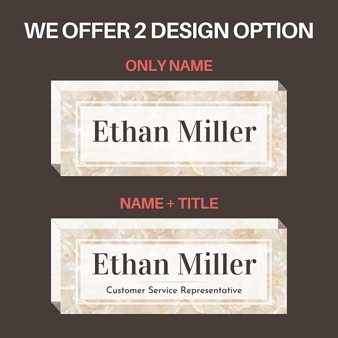 Customized Clear Acrylic Thick 8x3" Desk Name Plate Block with Personalized Logo - Professional Office Decor - Customized Acrylic Plate Gift for Teacher Co-workers, Christmas Gifts for Her, Thanksgiving Gifts (Mother of Pearl)