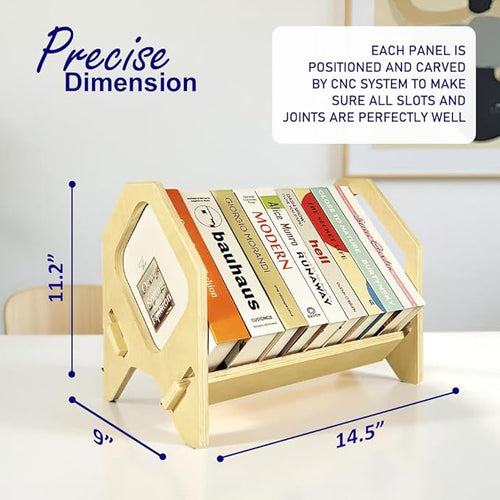 2 Pack Desktop Bookshelf, Stackable Book Organizer with Handle, Storage Rack for CD/Magazine/File Folder, Portable Small Bookshelf for Study, Living Room, Kid's Room, No Nails, Small Size
