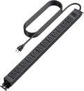 HHSOET 360° Rotating 12 Outlet Mountable Power Strip, Aluminum Alloy Long Power Strip Extension Cord, Heavy Duty Wall Mount Surge Protector with Switch, Works Great and Very Versatile,15ft Power Cord.