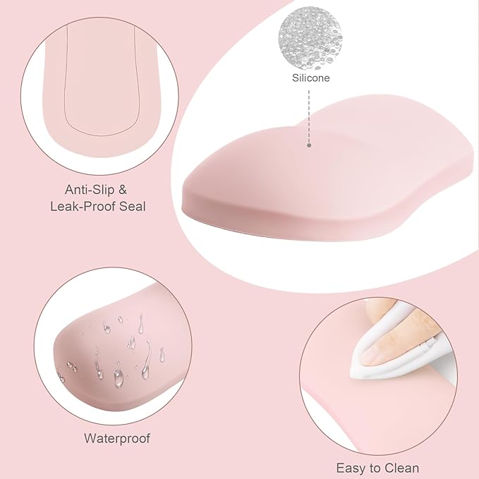 MOSISO Wrist Rest Silicone Ergonomic Air Cushion Mouse Support Pad, Keyboard Mouse Wrist Support for Typing, Gaming Pain Relief Pad Wrist Cushion for Computer, Laptop, Home & Office, Pink