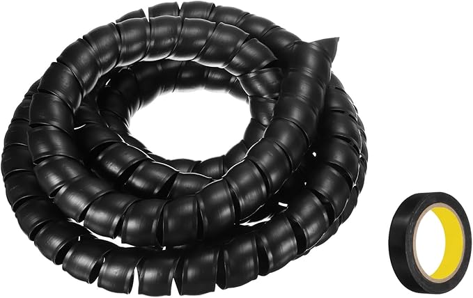 MECCANIXITY Spiral Cable Wrap 9.8ft/3.0M 35mm Cable Management Sleeve PP Insulation Cord Organizer for Computer Wire Power Cable Gas Pipe Black with Tape