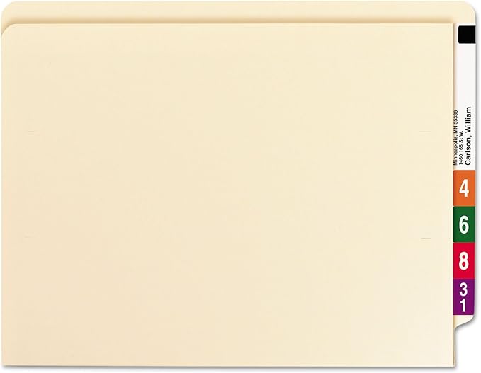 Smead End Tab Pocket Folder with Fastener, Straight-Cut Tab, 1 Pocket, Letter Size, Manila, 50 per Box (34100), Pack of 1