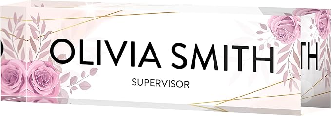 Desk Name Plate Personalized, Custom Name Plates 2½/x8 Inches, Thick Crystal-Clear Acrylic, Gift Box, Office Desk Decor. USA Made by ACRYLUXE (Aesthetic)