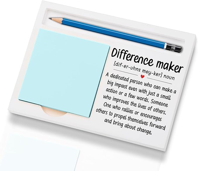 Difference Maker Office Decor Sticky Note Holder Decorative, Difference Maker Thank You Appreciation Gifts for Women Men Self-Stick Note Pad Holders W2B39