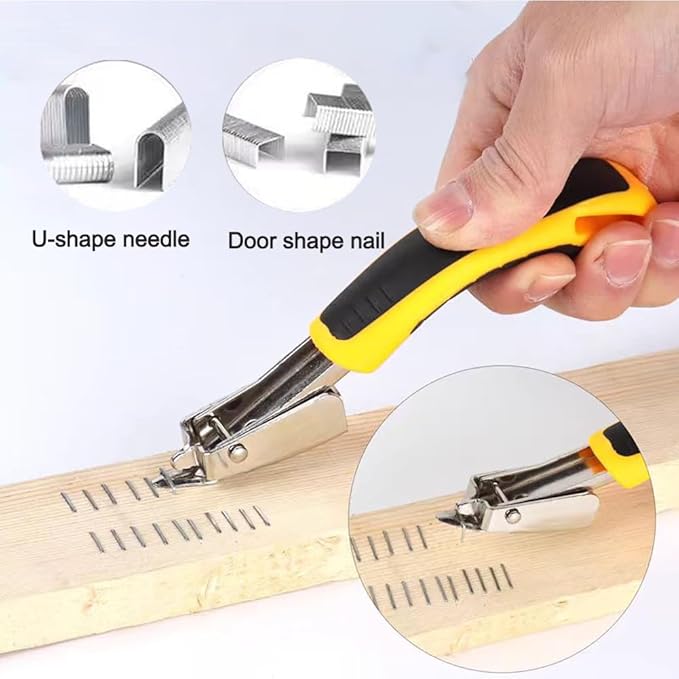 CLcsfwk 2Pcs Staple Remover Heavy Duty Upholstery Staple Puller Tool with Ergonomic Handle for Furniture Floor Wooden Case Carton Photo Frame（Yellow）