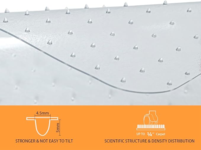 Naturehydro Clear Chair Mat for Flat to Low Pile Carpets, 53" x 45" 0.09" Thick Computer Desk Chair Mat for Carpeted Floors, BPA and Phthalates Free (Rectangle)