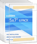 Acrylic Sign Holder 5 x 7 Wall Mount, Wall Mount Sign Holders, Clear Acrylic Frame with 3M Tape Adhesive, Plastic Wall Sign Holder for Office, Home, Restaurant-Vertical (6 Pack)