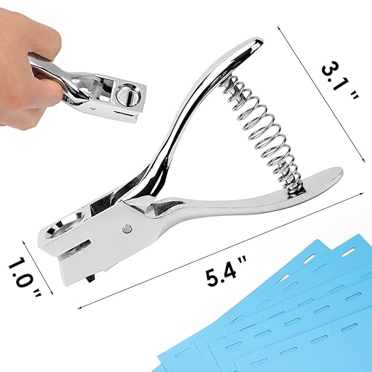 MROCO Hole Punch One Slot Badge Punch for ID Cards, Handheld, No Burrs, Metal Badge Puncher, 15mm x 3mm Hole Size