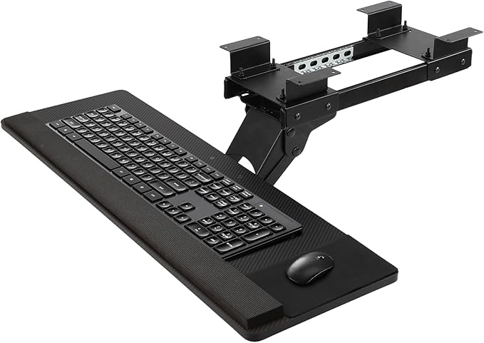 FAHKNS Keyboard Tray Under Desk，Multi-Function Keyboard Tray Adjustable with Mouse Pad & Wrist Rest，Ergonomic Large Size Keypad Tray Holder， Suitable for Office/Game/Home