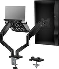 WALI Laptop Mount for Desk, Monitor Arm Mount for 17"-32”Computer Screen and 11.6" - 17.3" Notebook,Dual Monitor Mount Holds up to 19.8lbs, Laptop Tray Stand with Gas Spring Arm (GSMP002LP), Black